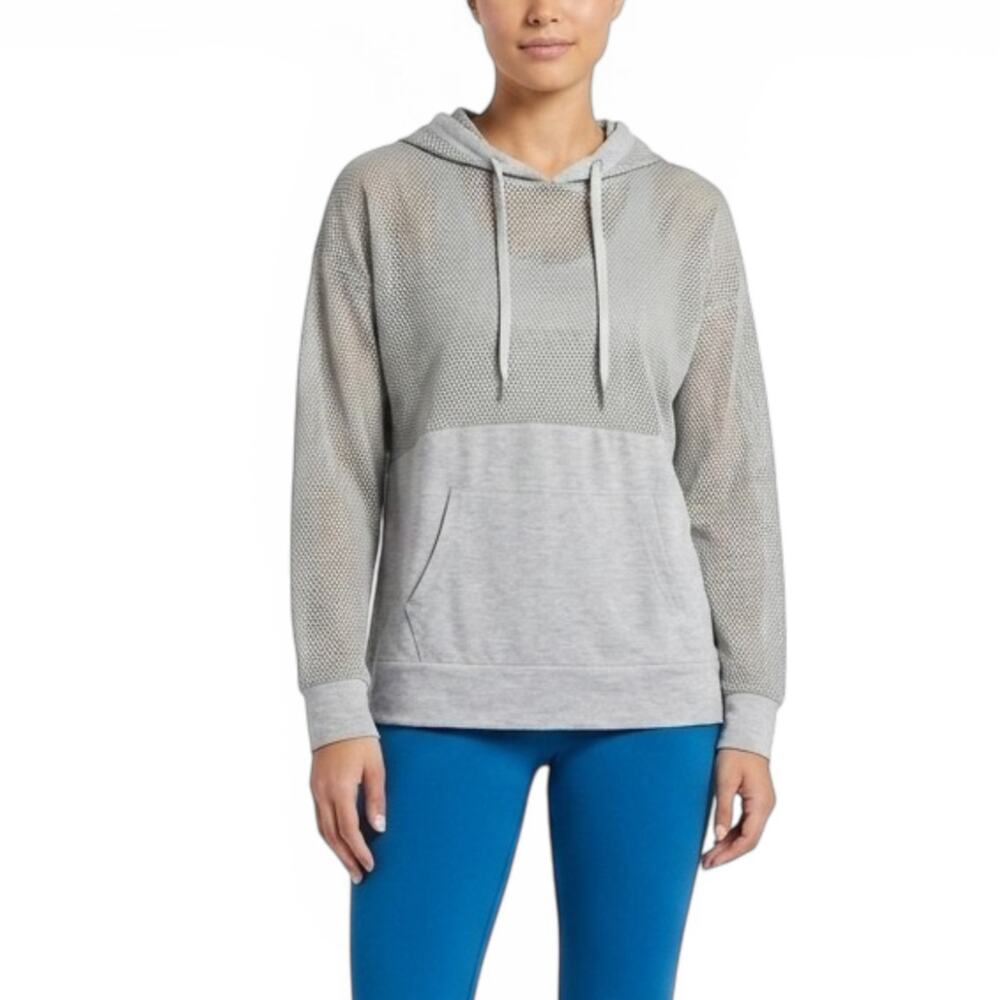 New! Daisy Fuentes Women's Lightweight Mesh Kangaroo Pocket Casual Active Hoodie
